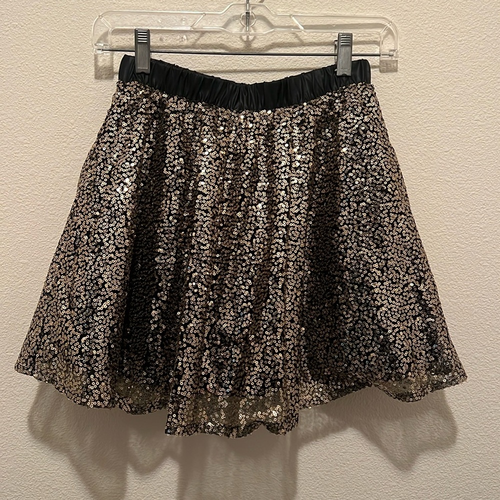 Sequin Tulle Skirt Black Gold